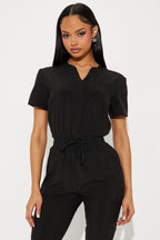 Full Shift Stretch Jogger Scrub Uniform Jumpsuit - Black