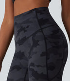 UltraSculptTM Camo Print High Waisted Tummy Control Running Leggings with Pockets