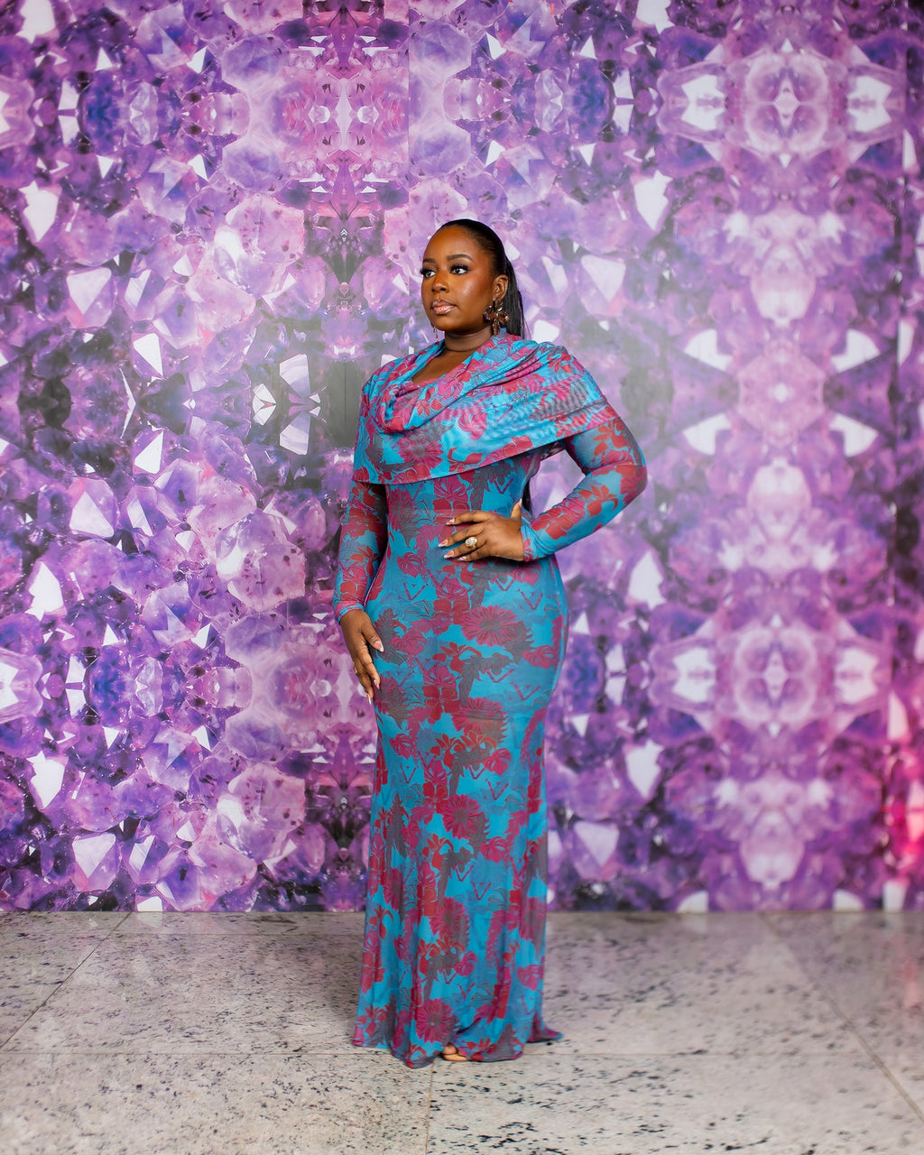 Maryam Transformer Dress (Ziva Custom Print Blue )