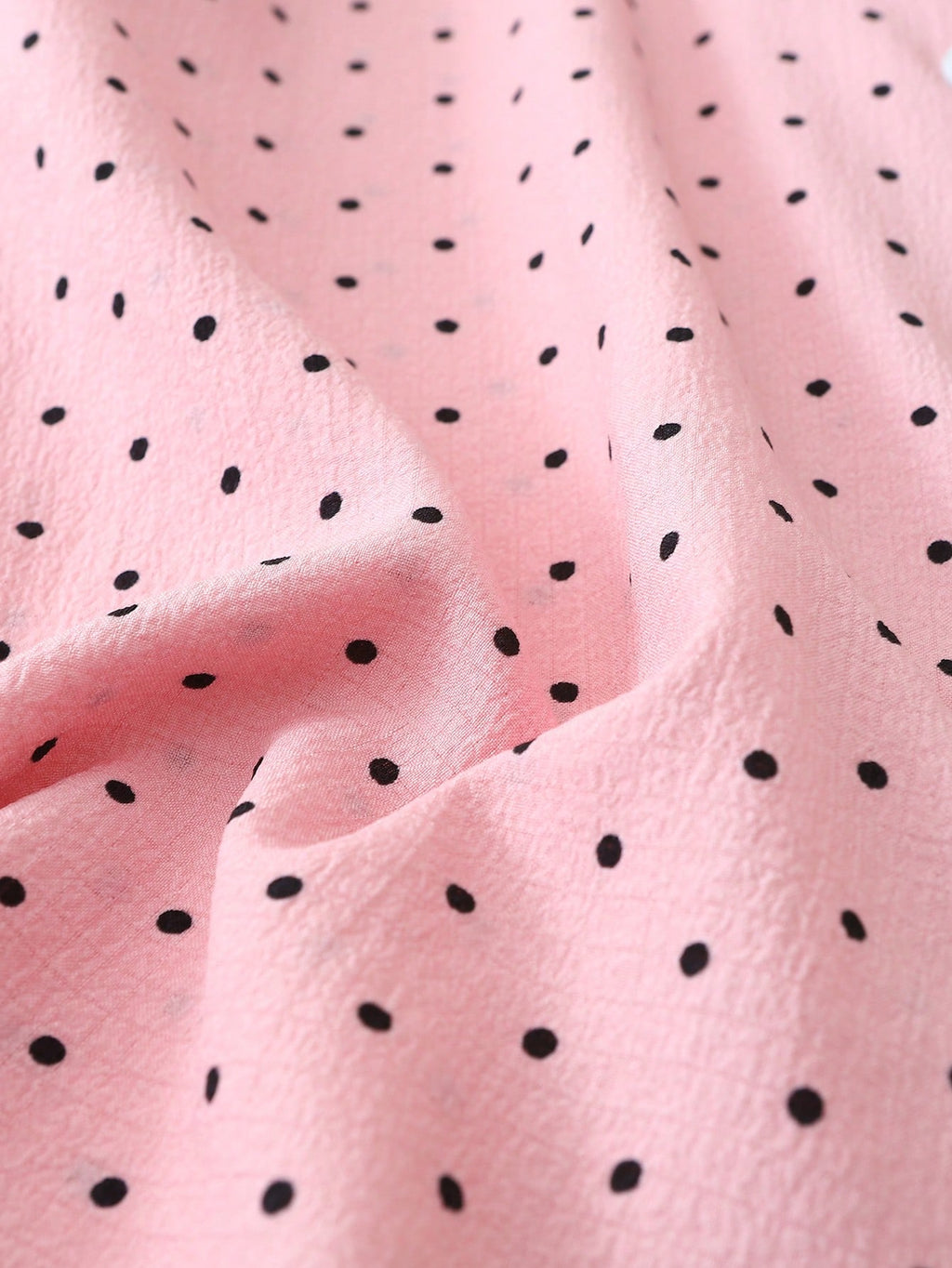 2pcs/Set Women's Mini Polka Dot Printed Pajama Set With Contrast Trim Button-Down Shirt And Bowknot Shorts, Perfect For Home Wear In Summer White Set,Two Pieces Set