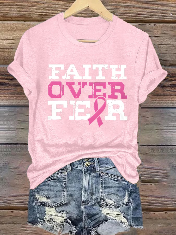 Women's  Faith Over Anxiety Breast Cancer Classic T-Shirt