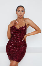 Sequin Halter Neck Bodycon Mini Dress