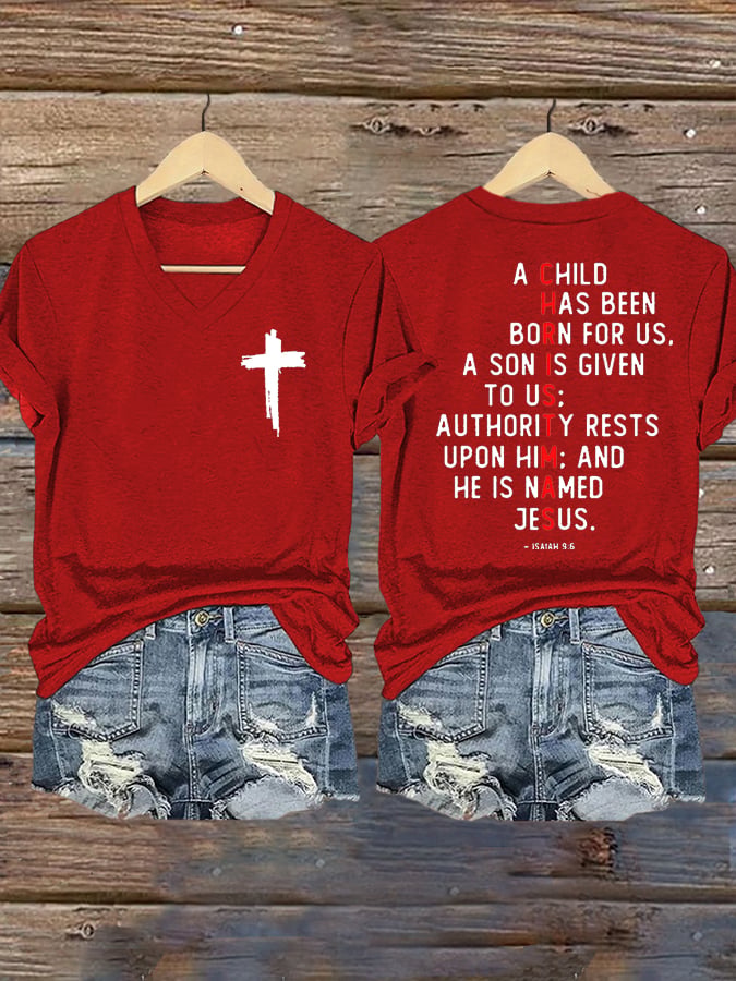 Women's Casual Printed V-Neck T-Shirt