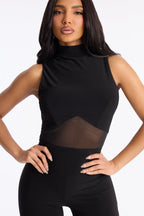 Kylie Mesh Cut Out Jumpsuit - Black