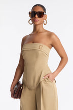 Celia Buckle Wide Leg Jumpsuit - Khaki