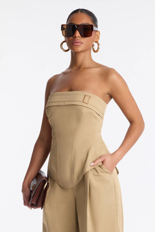 Celia Buckle Wide Leg Jumpsuit - Khaki
