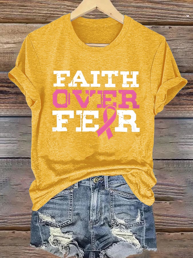 Women's  Faith Over Anxiety Breast Cancer Classic T-Shirt