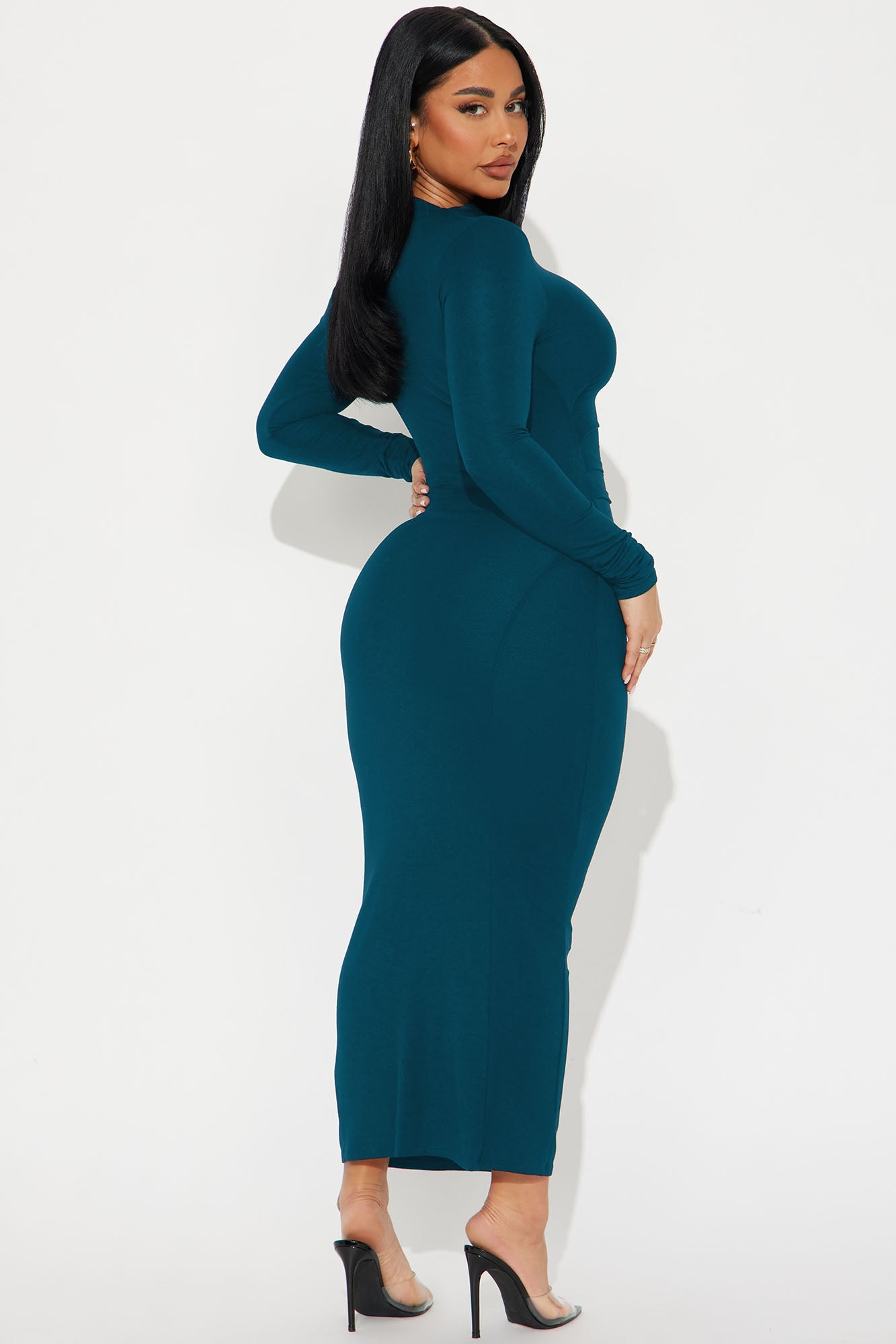 Lana Long Sleeve Midi Dress - Black