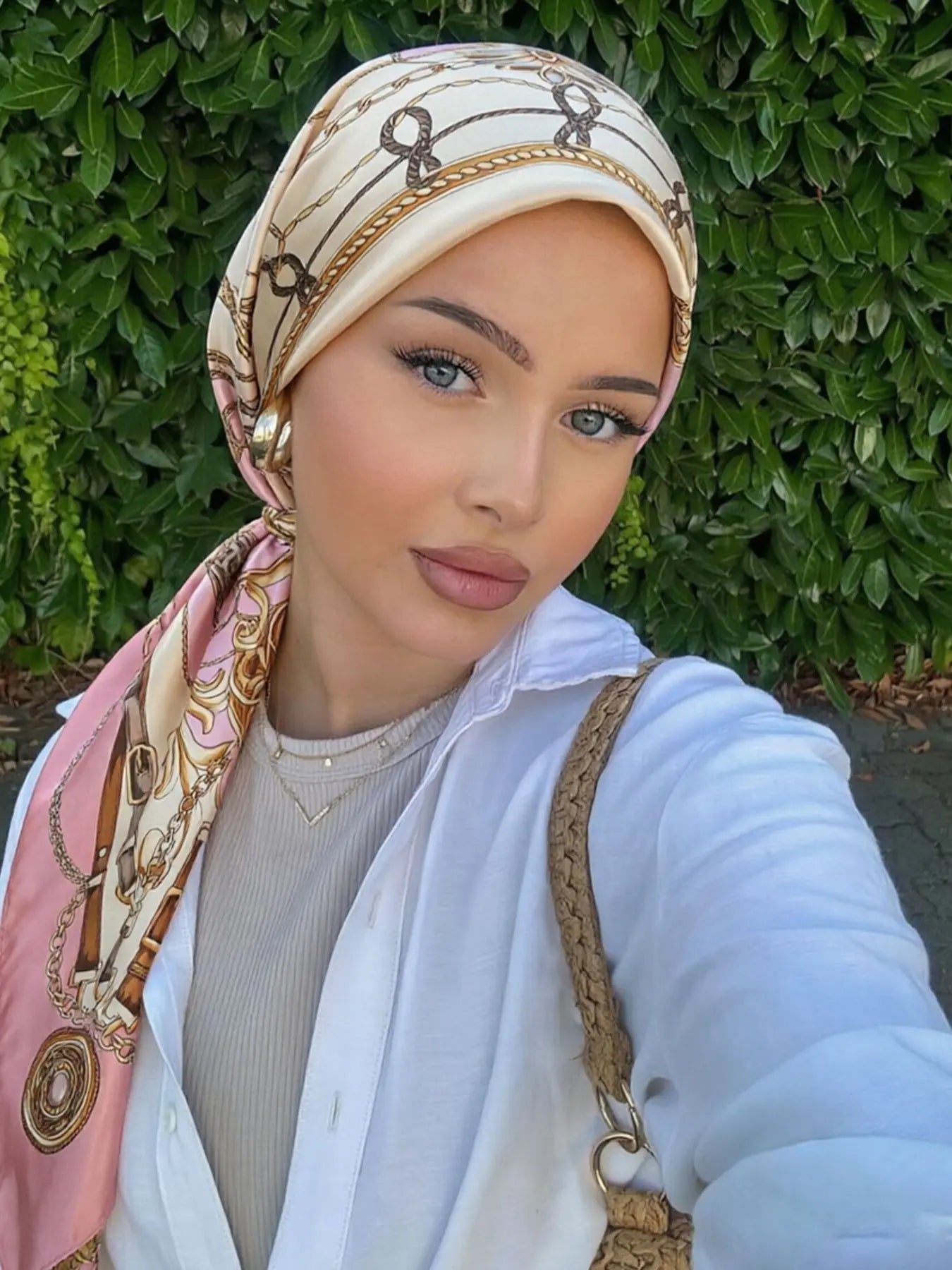 Women's Square Hijab Scarf - Color Block Print Turban