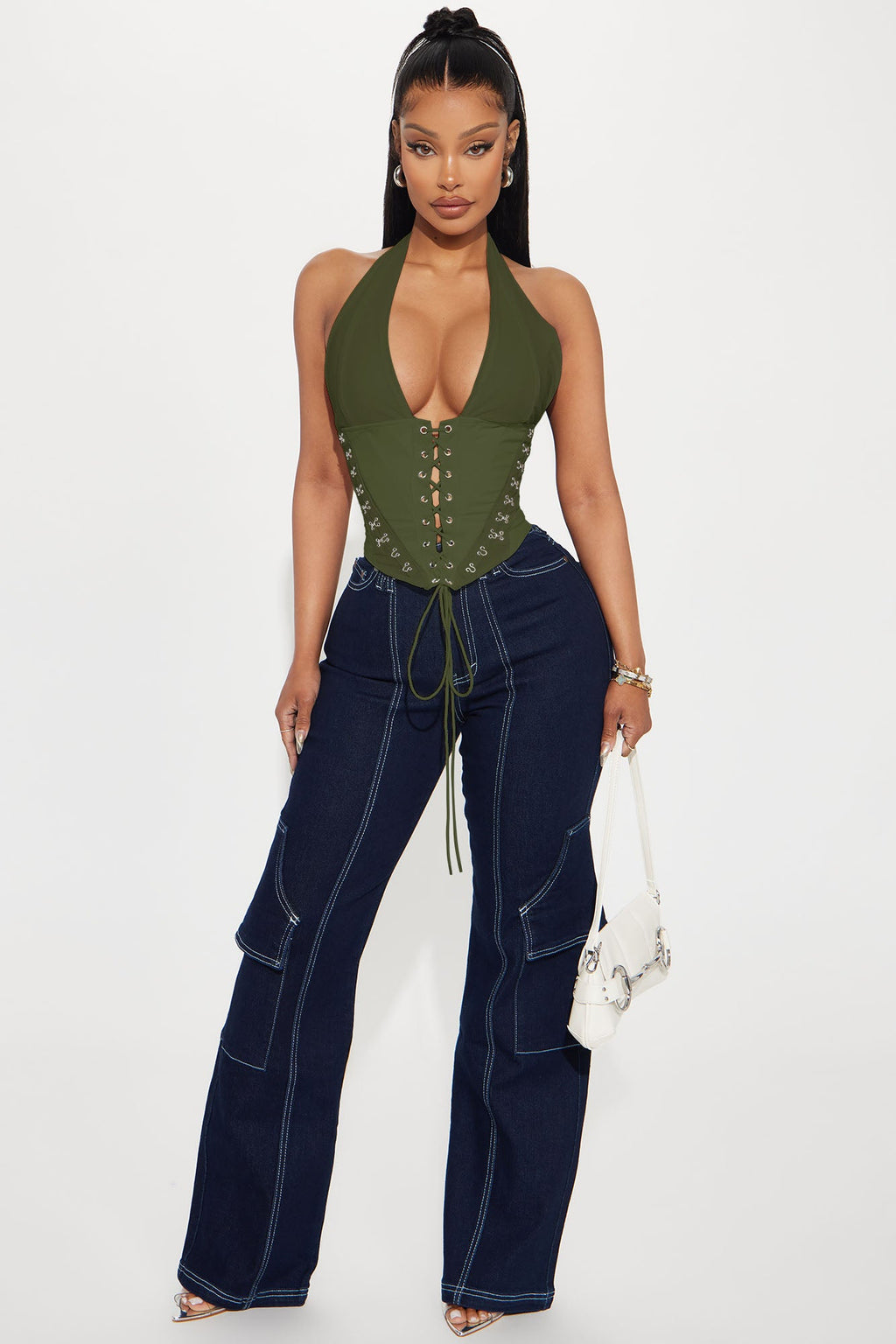 Alexis Lace Up Halter Top - Black