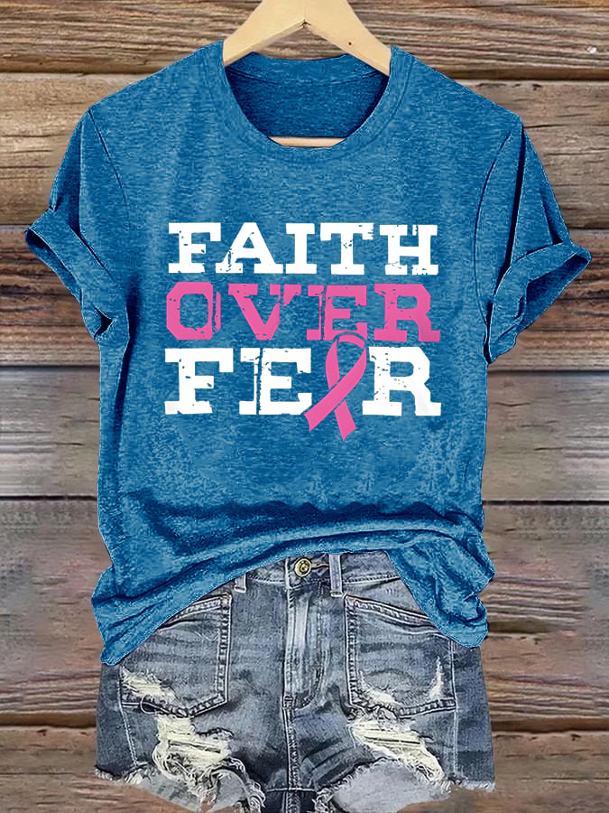Women's  Faith Over Anxiety Breast Cancer Classic T-Shirt