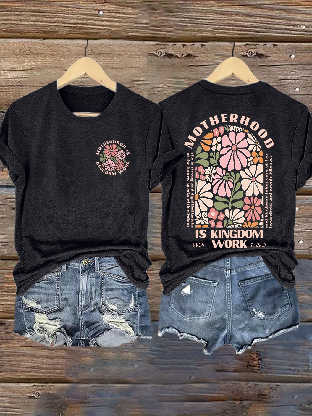 Women's Casual Motherhood Is Kingdom Work Print Short-Sleeve T-Shirt