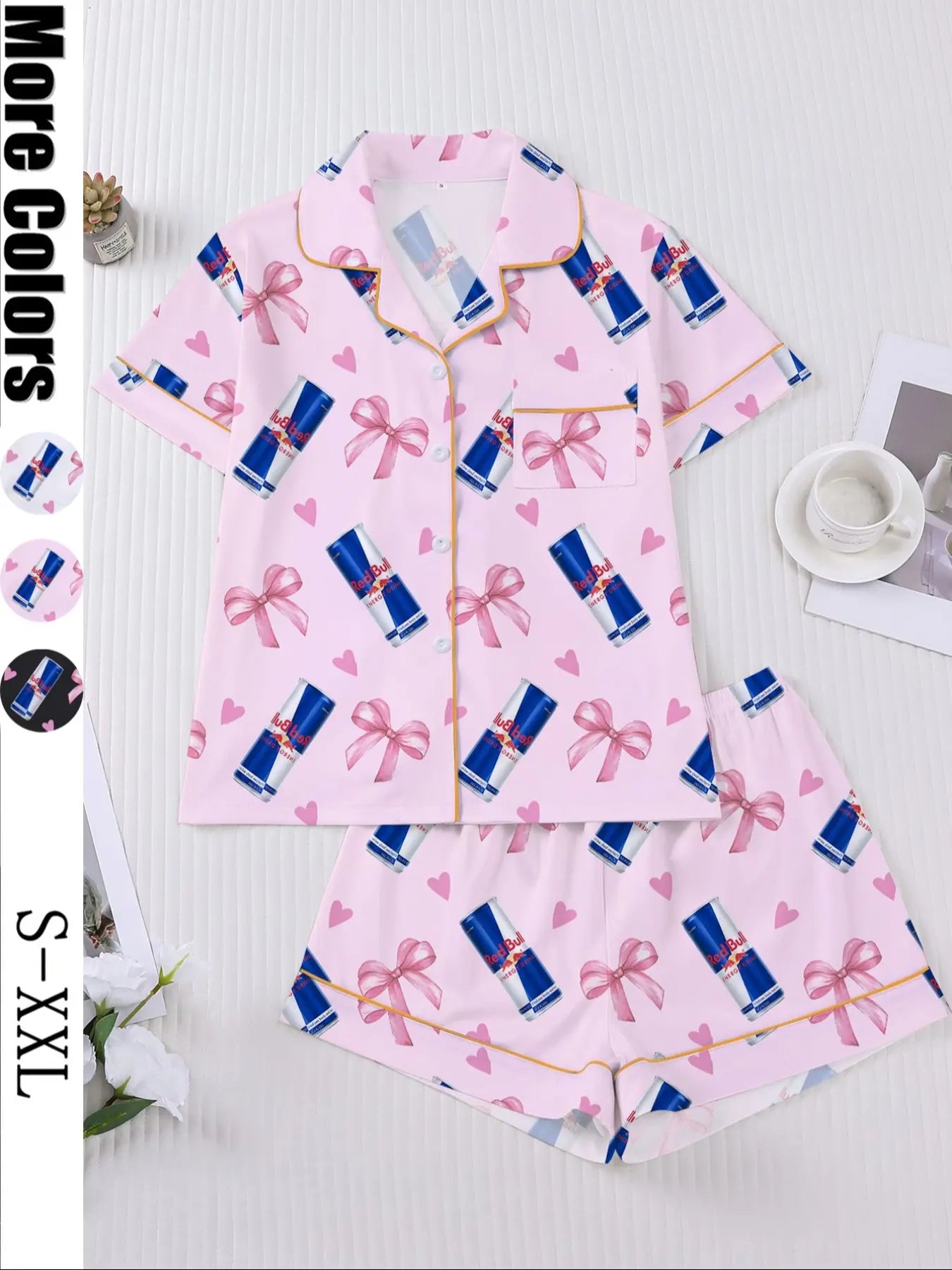 Women's Heart & Bow Print Sleepwear Set