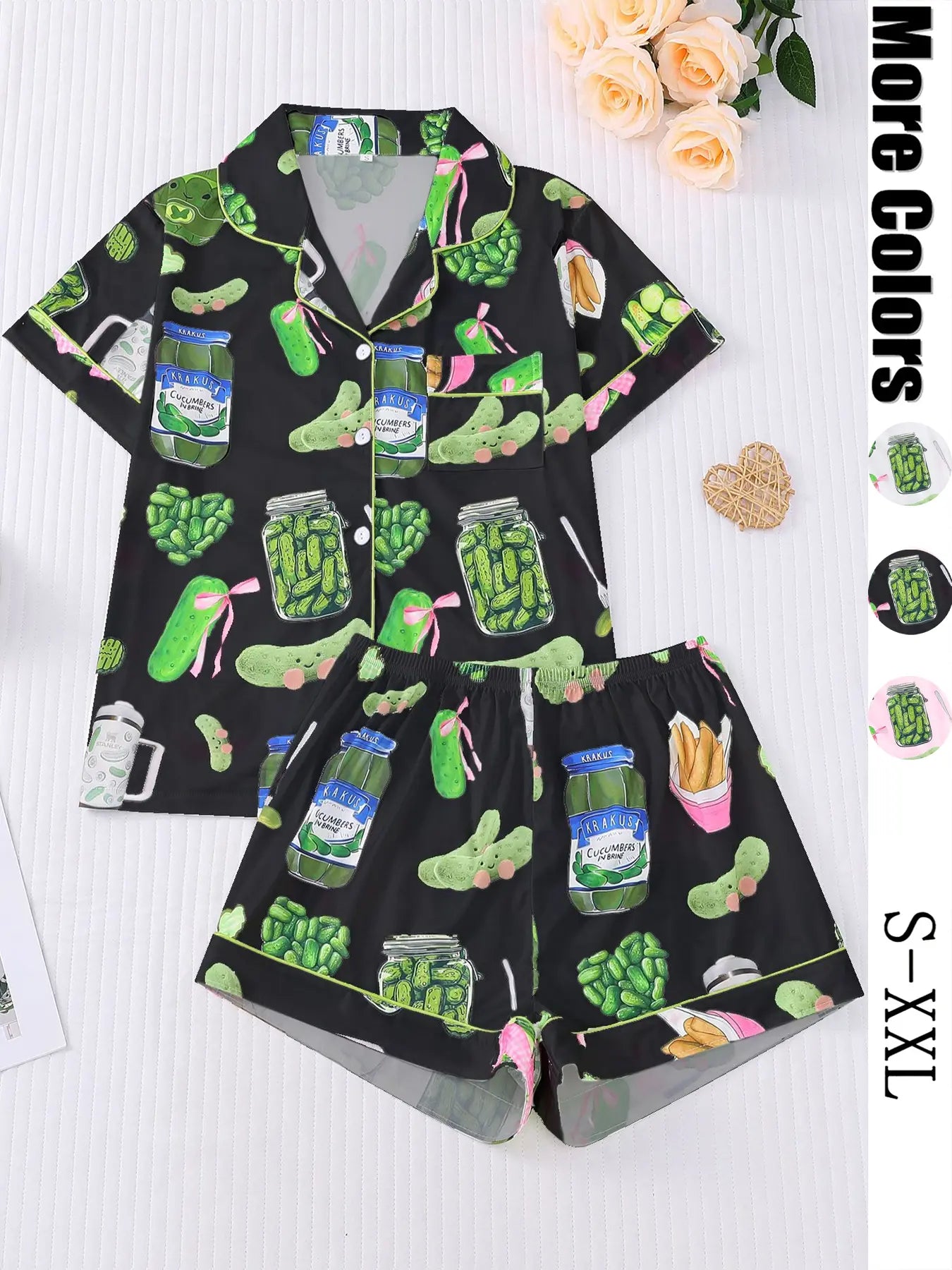 Women's Cucumber Print Short Sleeve Pajama Set
