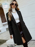 New Women Double Breasted Simple Design Woolen Coat