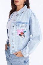 Mickey and Minnie Embroidered Denim Jacket - Medium Wash