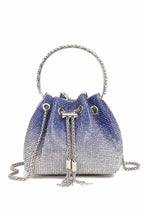 Rhinestone Drawstring Metal Chain Fringe Dinner Party Handbag