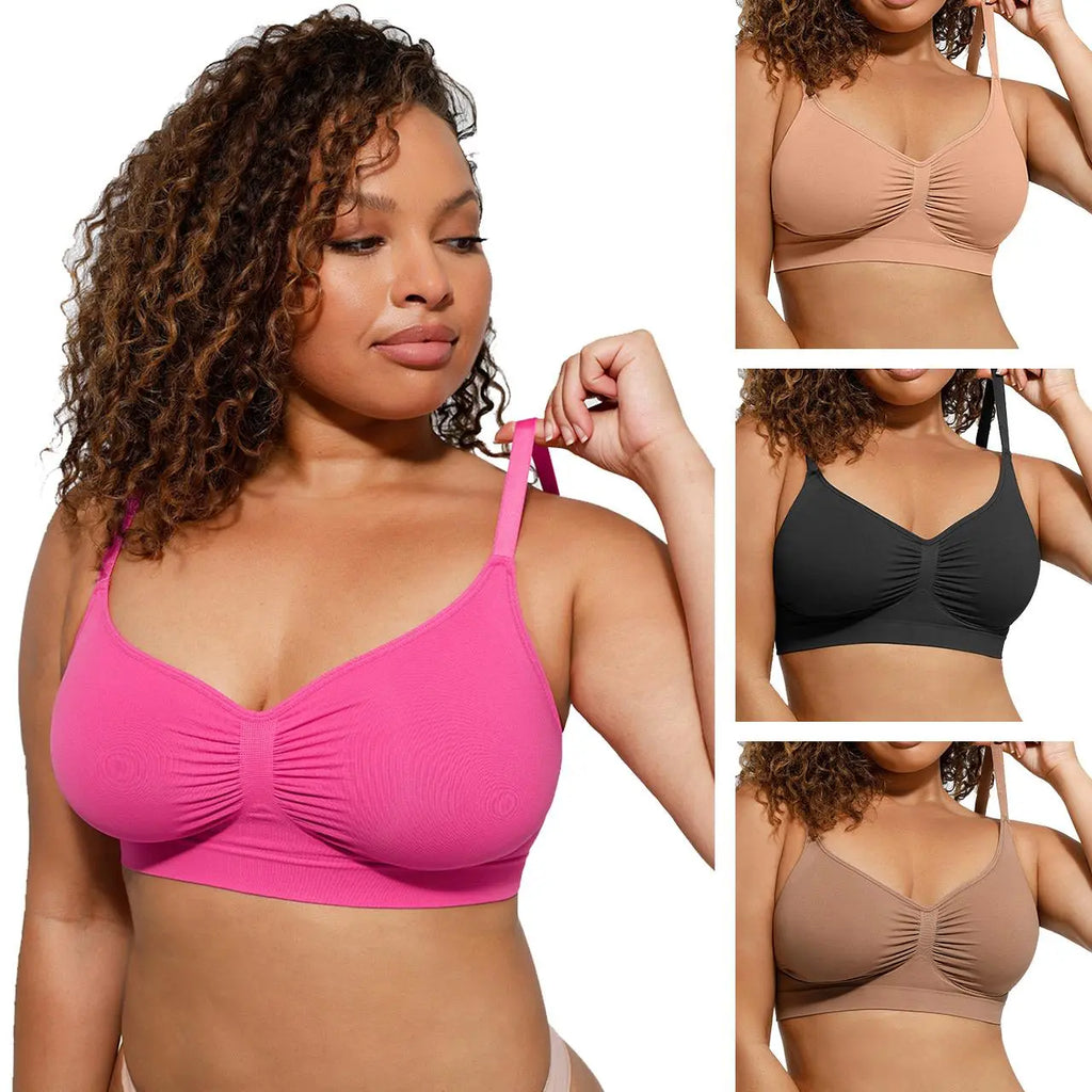 FeelinGirl Women's Wireless Bra Comfort Bralettes No Underwire Unlined Cami Bra Seamless Tshirt Bras Sports Bra Bralette Basic Comfortable Fit Womenswear Everyday Up to 44DD Summervibes