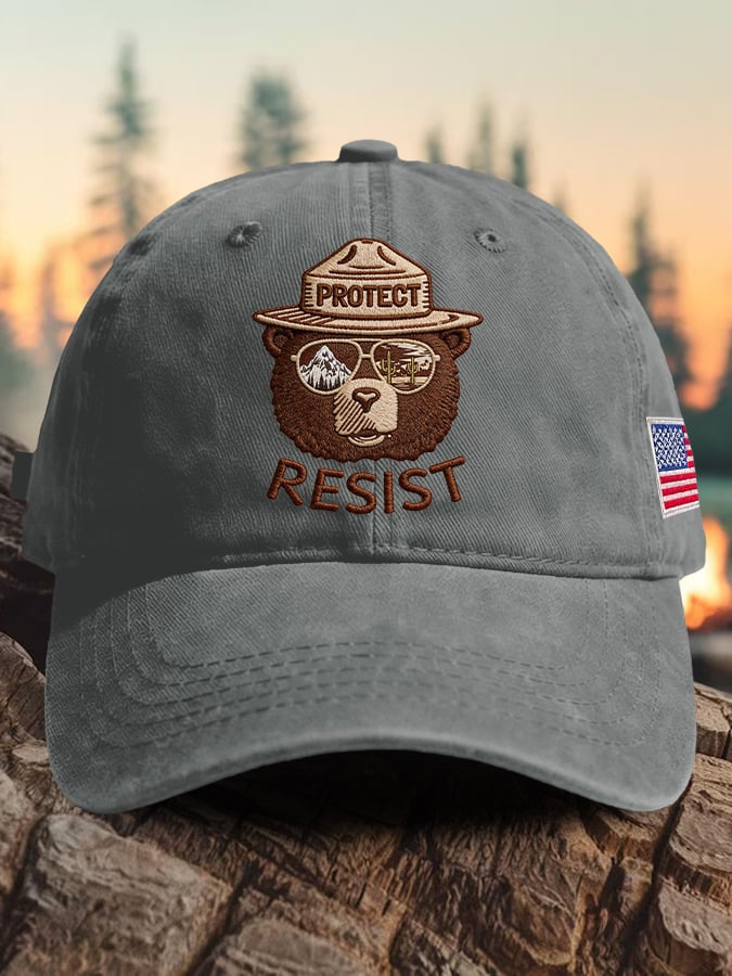 Retro Protect And Resist Print Baseball Cap
