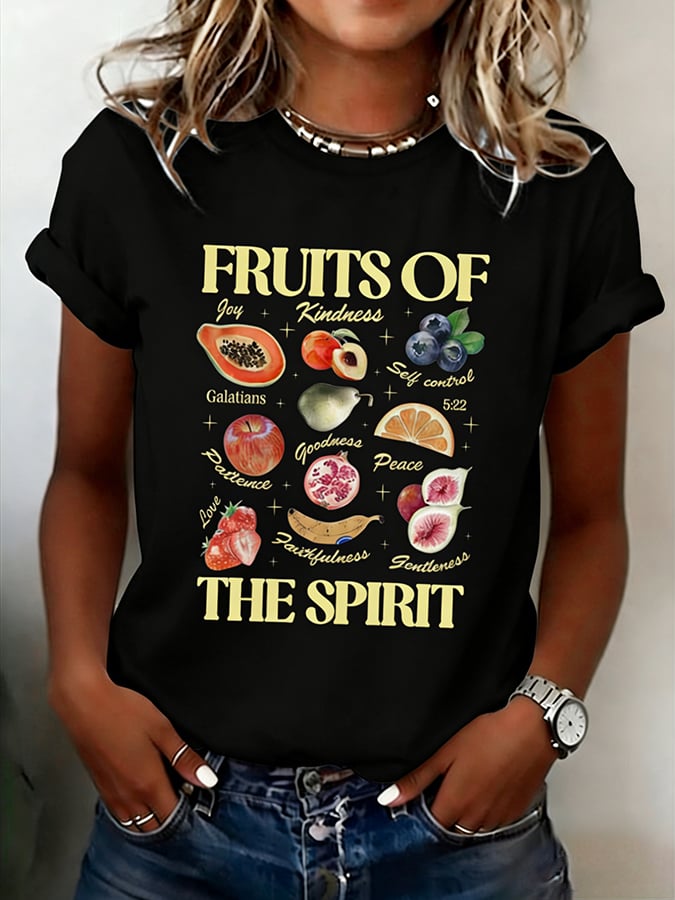 Women'S Casual Faith-Print Short-Sleeve T-Shirt