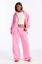 Double The Intentions Washed Fleece Hoodie - Pink