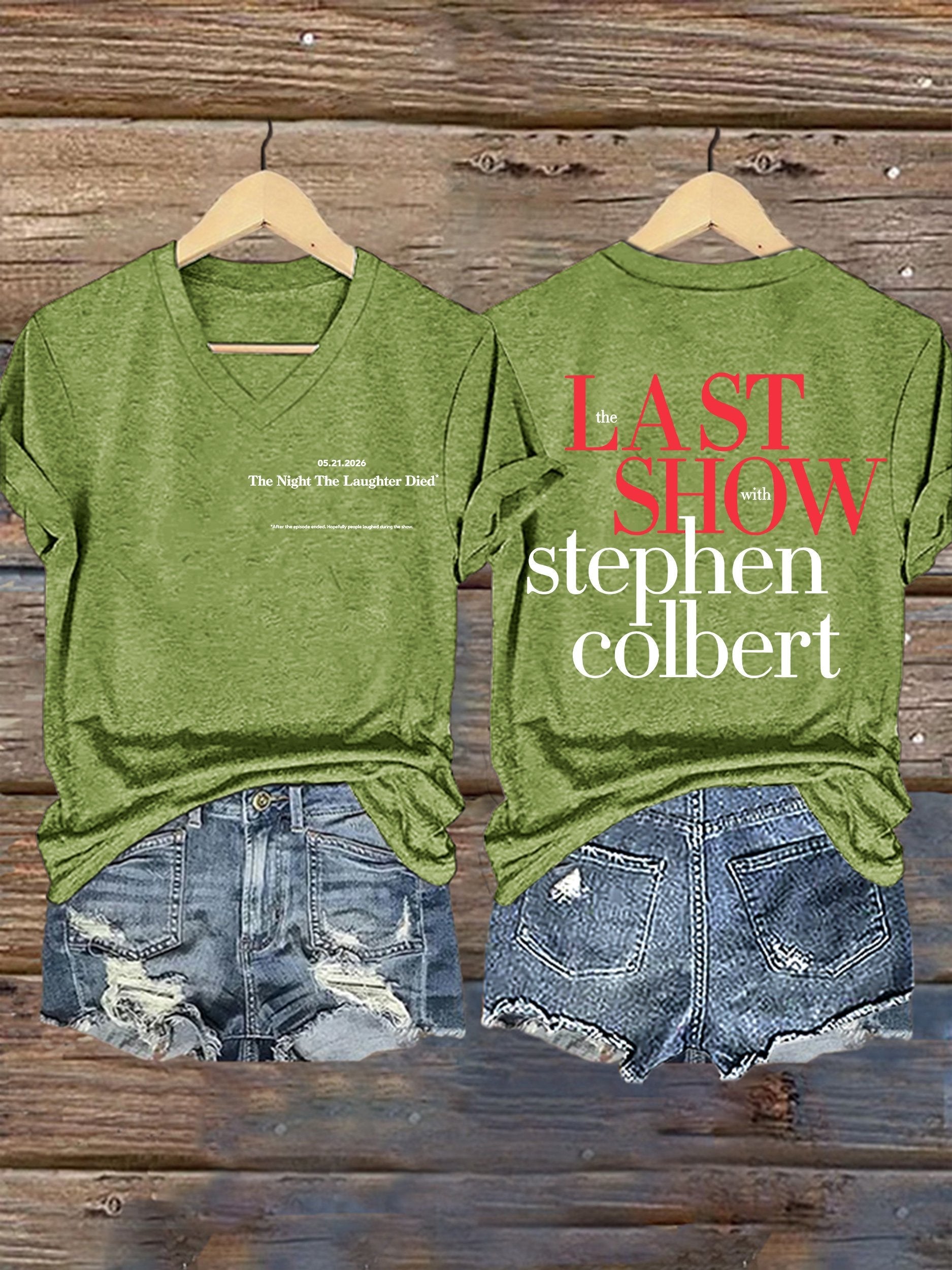 🔥Buy 3 Get 15% Off🔥V-Neck Retro Last Show 05.21.2026 The Night The Laughter Died After The Episode Ended. Hopefully People Laughed During The Show Print T-Shirt
