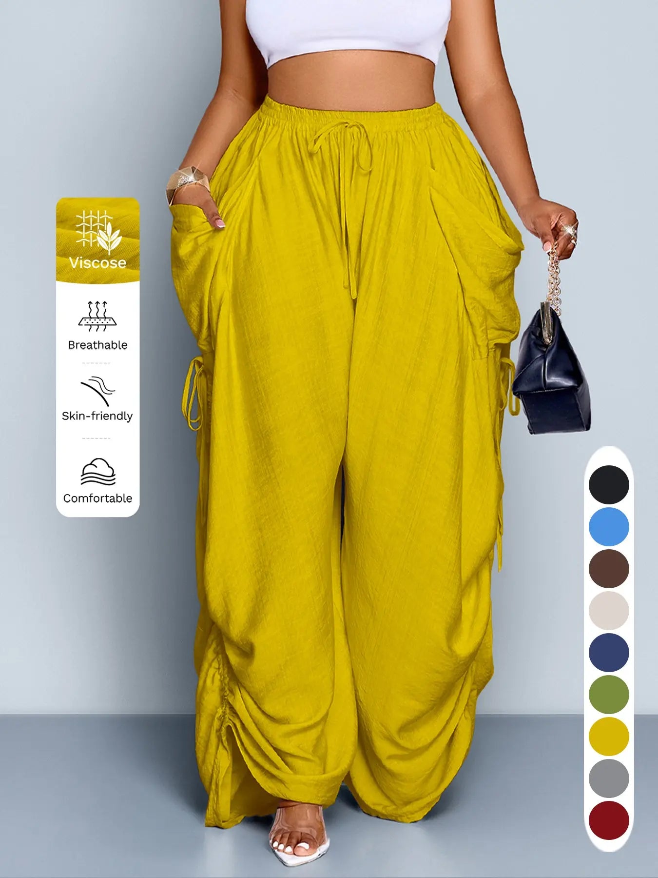 Women's Casual Loose-Fit Wide Leg Pants - All-Season Comfort