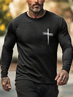 🔥Buy 3 Get 15% Off🔥Men's Retro Faith Cross "Faith Over Fear" Print Crew Neck T-Shirt