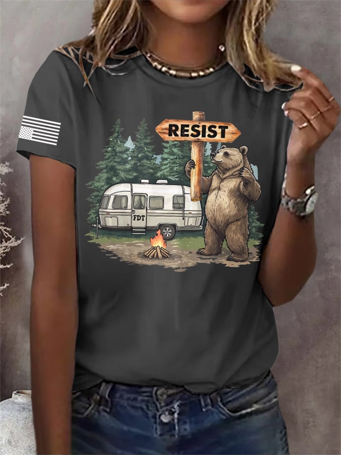 Retro Resist Save The Forest Service Print T-Shirt