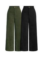 Women's Plain Pocket Button Front Wide Leg Pants, Casual High Waist Trousers for Daily Wear, Ladies Bottoms for All Seasons