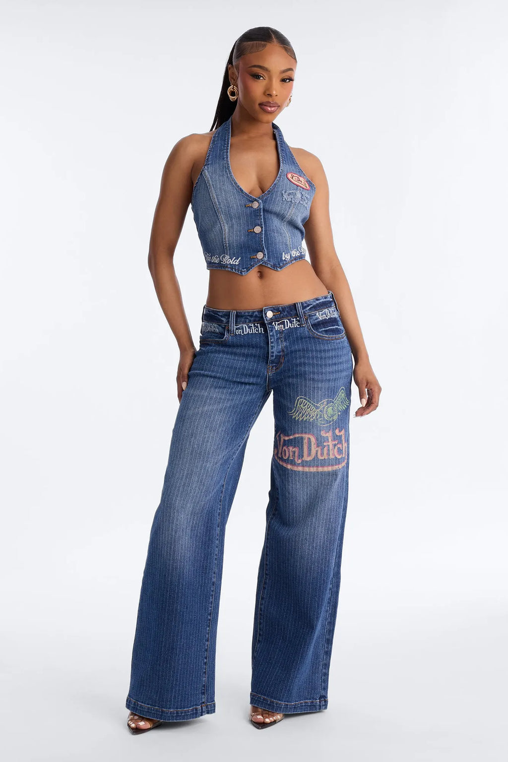 Von Dutch Striped Denim Vest