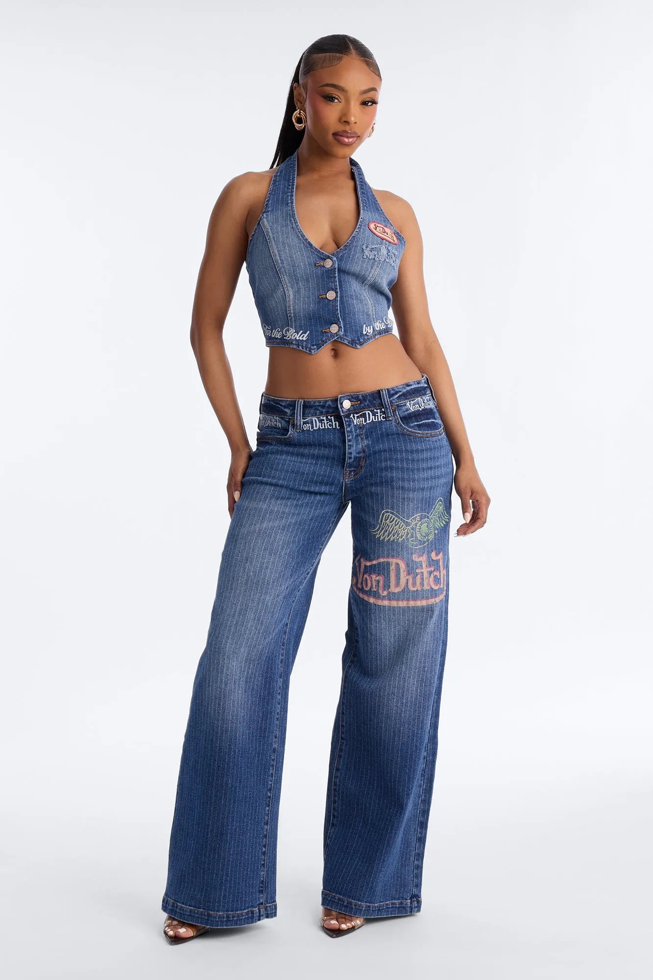 Von Dutch Striped Denim Vest