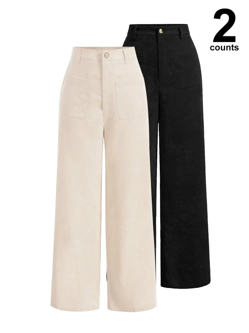 Women's High Waist Wide Leg Button Front Pants