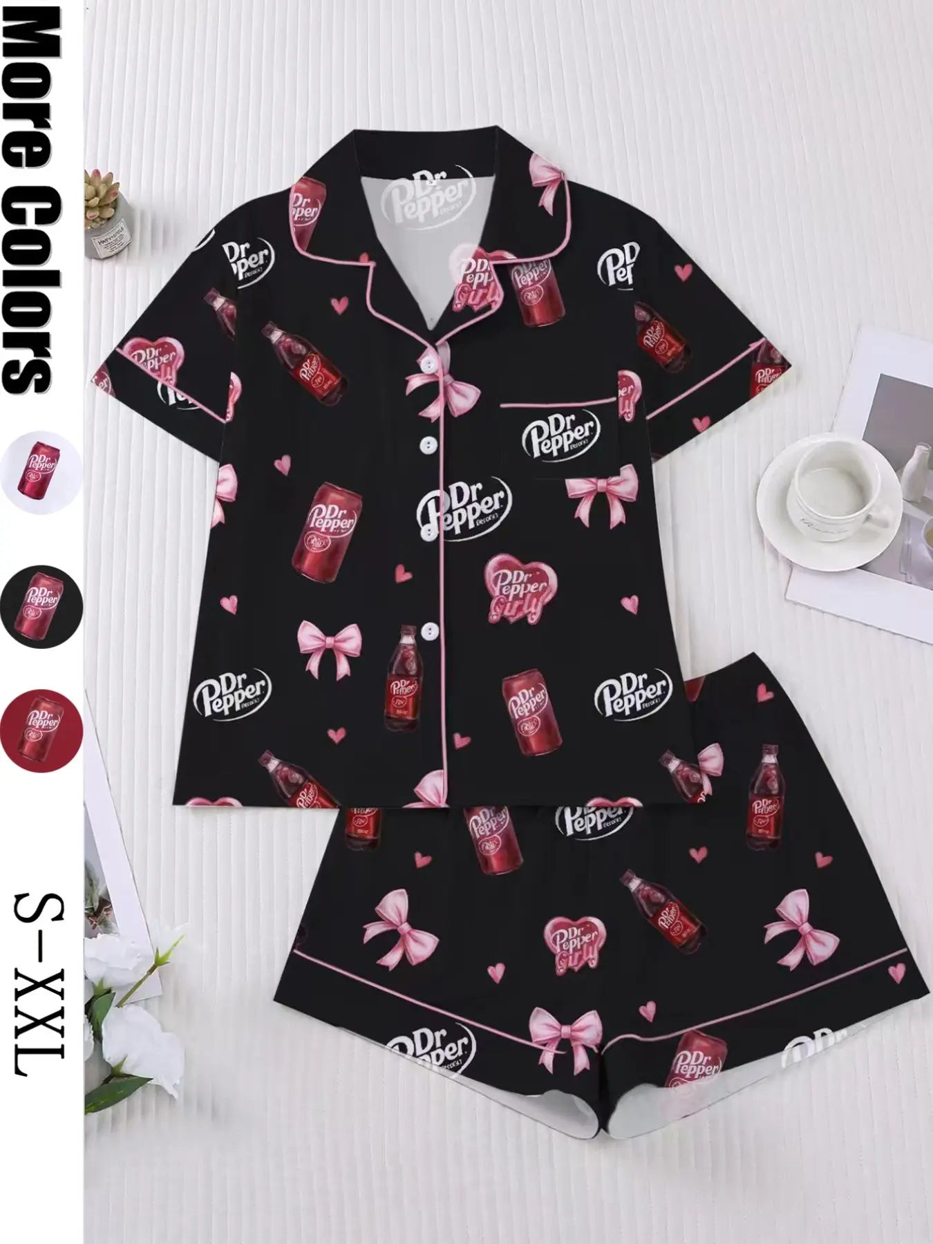 Women's Heart Bow Print Sleepwear Set