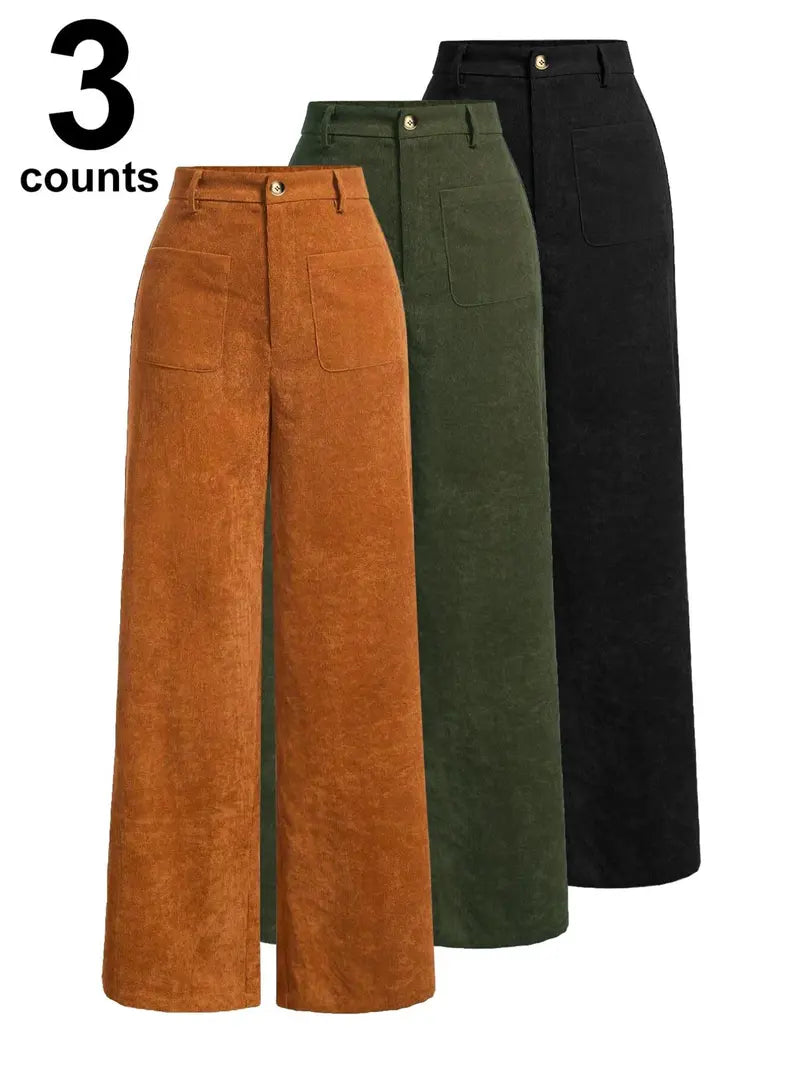 Women's High Waist Wide Leg Button Front Pants