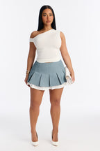 Marcella Pleated Skort - Blue/combo