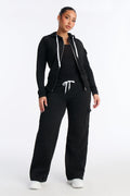 On The Run Cargo Fleece Pant Set - Black