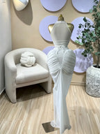 Elegant Women's Sexy Sleeveless Pleated Long Prom Dress, Summer Fashion Party Outfit Birthday Gown, Lady Casual Dresses,Female Brunch Dresses,Graduation Dress