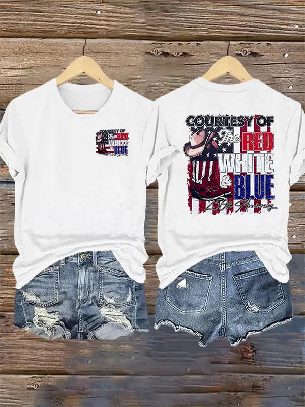 Women's  Courtesy Of Red White And Blue, 250th Anniversary Freedom T-Shirt