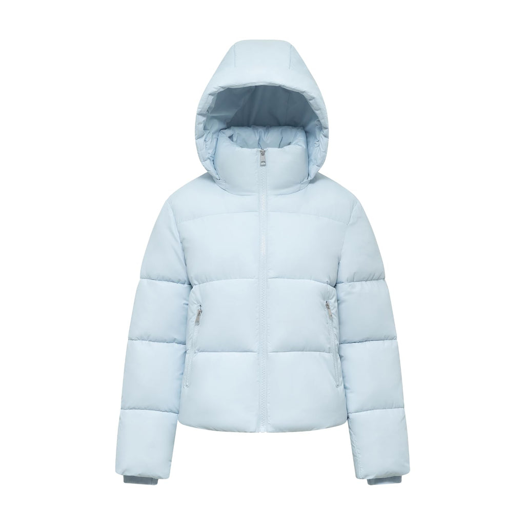 Warm Core Premium Short Puffer Jackets with Removable Hood & Optional Faux Fur Linging, Lady Casual Outerwear Longsleeves Zip Pockets Warm Quilted Coat