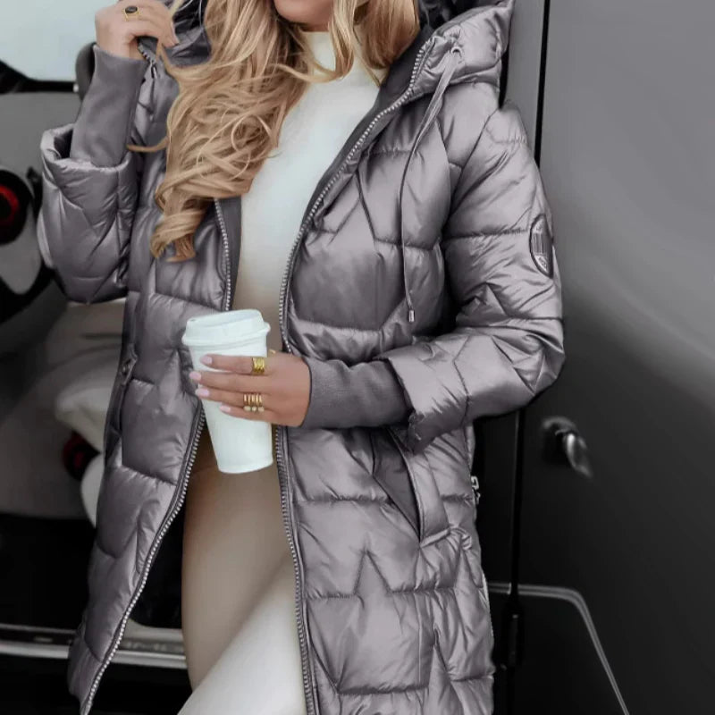 Women's Winter Warm Hooded Coat in Mid-Length
