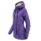 DGHM-JLMY 1/2 Pack Women's Windproof Waterproof Cotton Coats Fashion Warm Hooded Outerwear Solid Thick Fleece Jacket