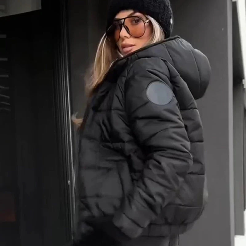 Damen lässige, warme Jacke mit Kapuze