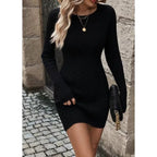 Womens Sweater Dress Cable Knit Crew Neck Casual Fitted Bodycon Sweater Dress