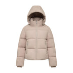 Warm Core Premium Short Puffer Jackets with Removable Hood & Optional Faux Fur Linging, Lady Casual Outerwear Longsleeves Zip Pockets Warm Quilted Coat