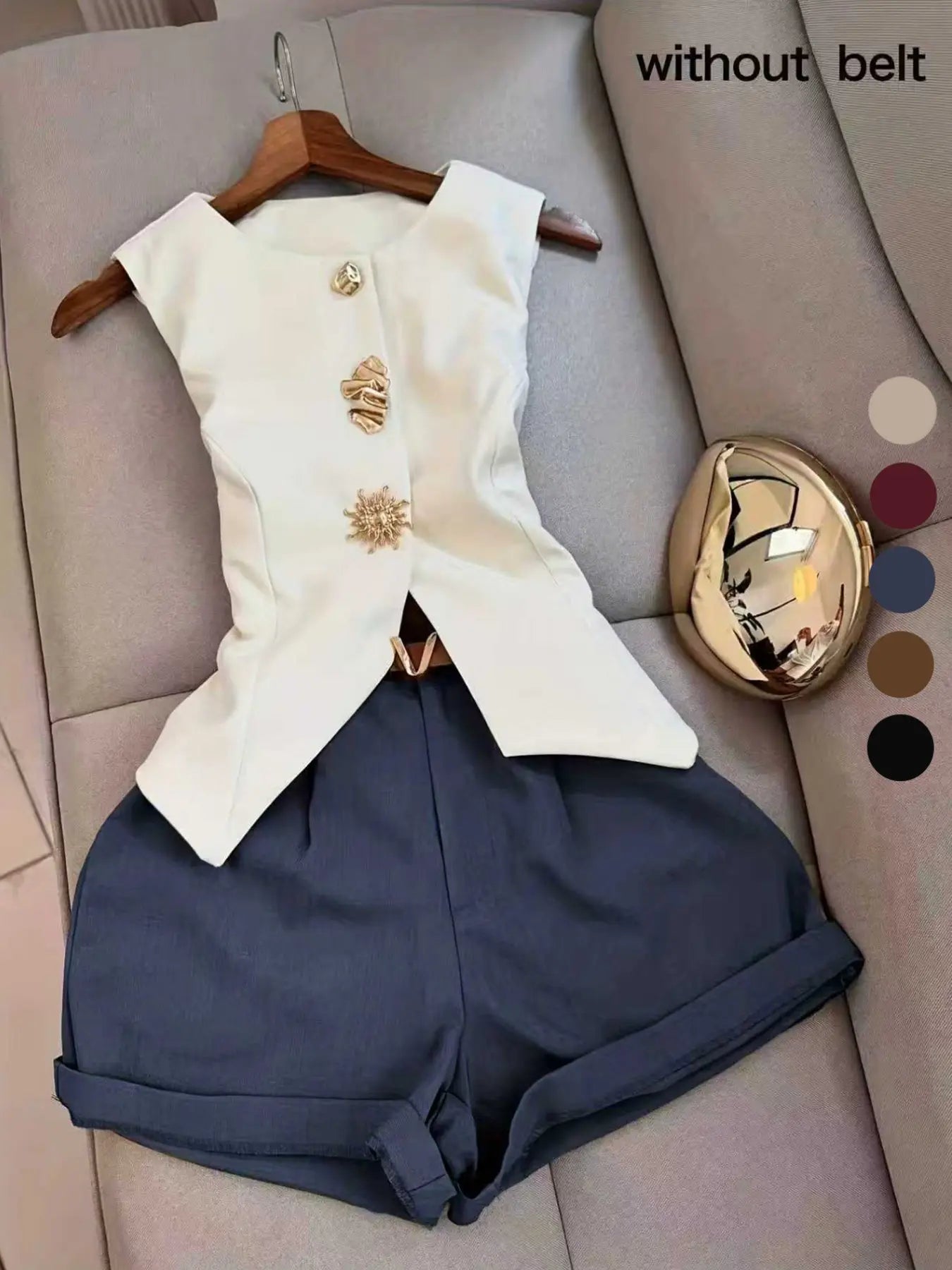 Women's Casual Sleeveless Top and Short Pants Set, Womenswear, Perfect for Daily Wear, Comfortable and Stylish for Women