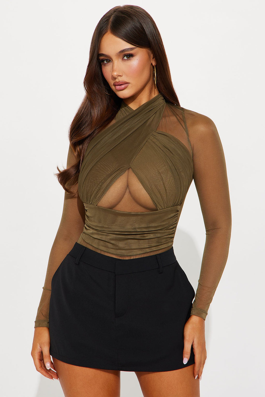 Serena Mesh Bodysuit - Chocolate