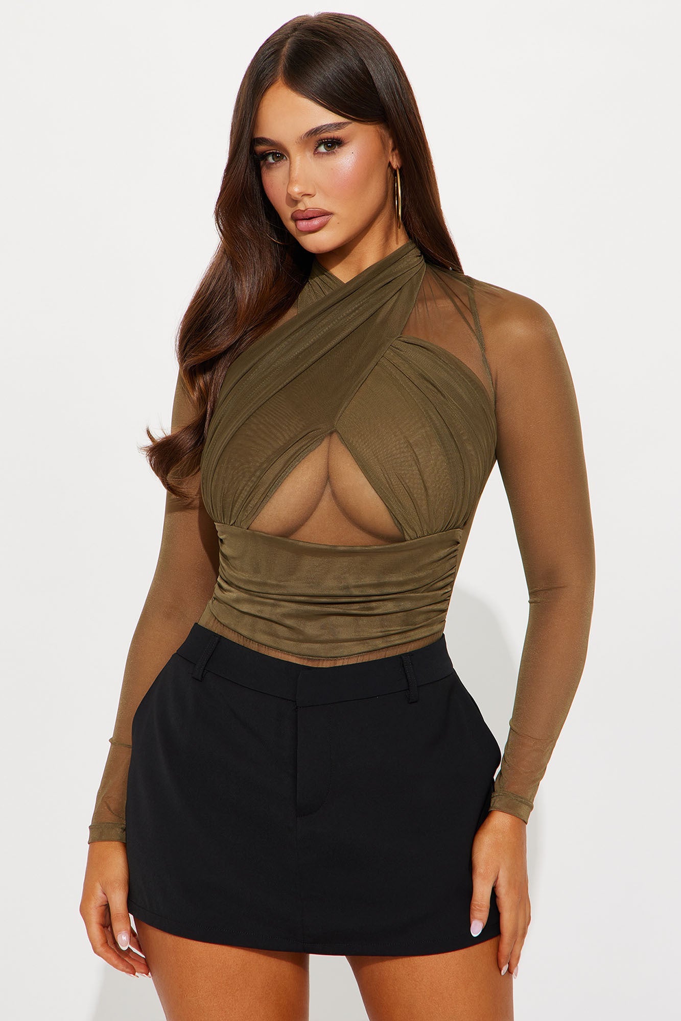 Serena Mesh Bodysuit - Chocolate