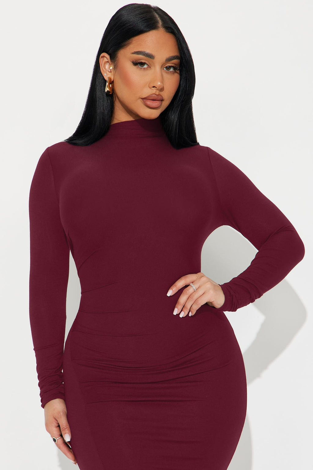 Lana Long Sleeve Midi Dress - Black