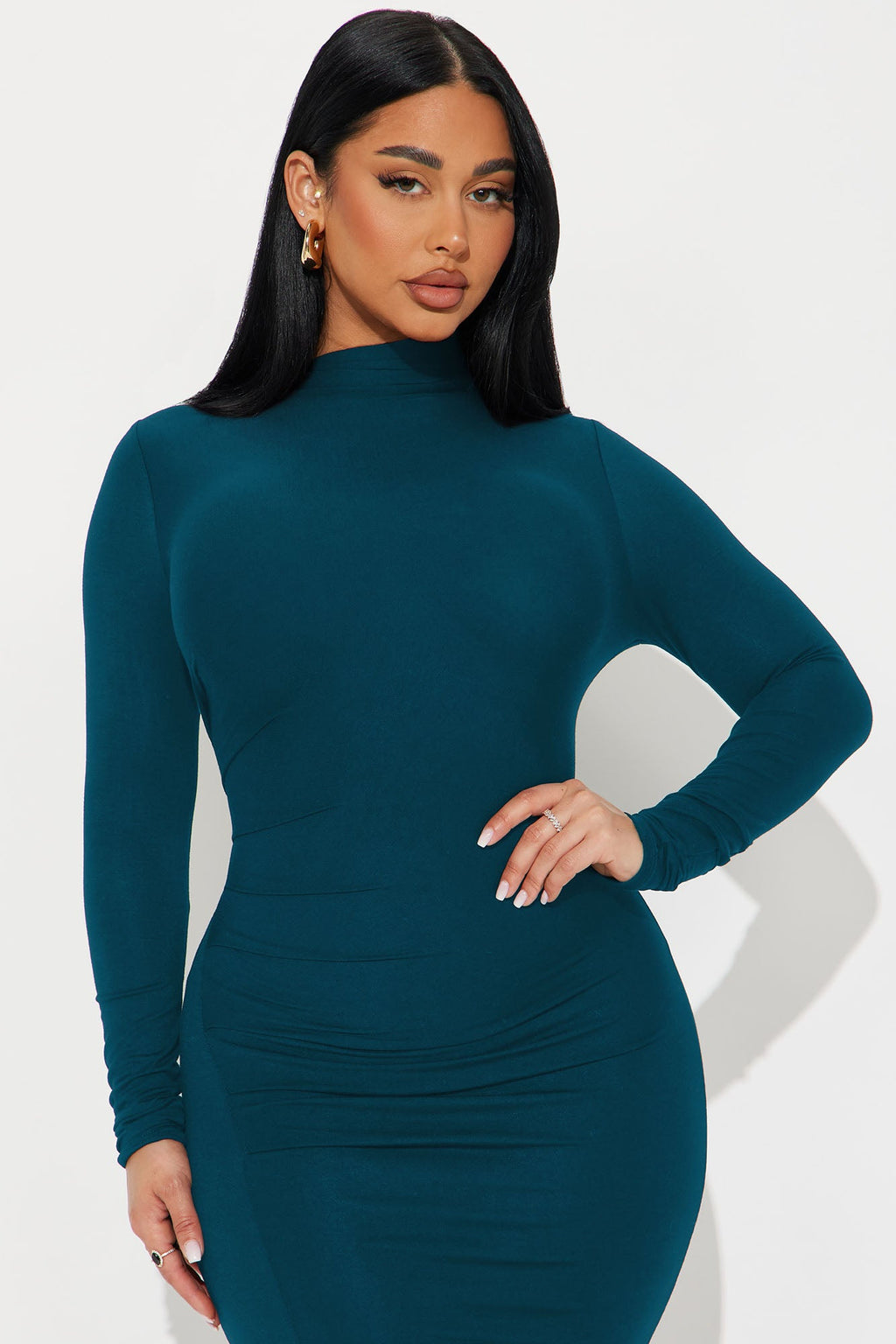 Lana Long Sleeve Midi Dress - Black